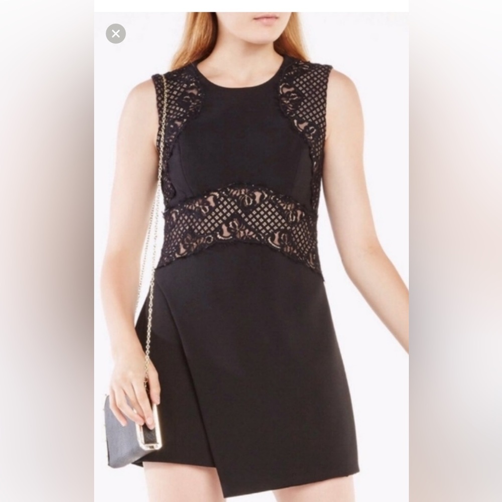 BCBG MAXARIA Black and nude stunning dress with lace detail!